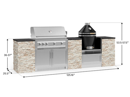 Outdoor Kitchen Signature Series 9 Piece Cabinet Set With Kamado, Platinum Grill and Grill Cabinet