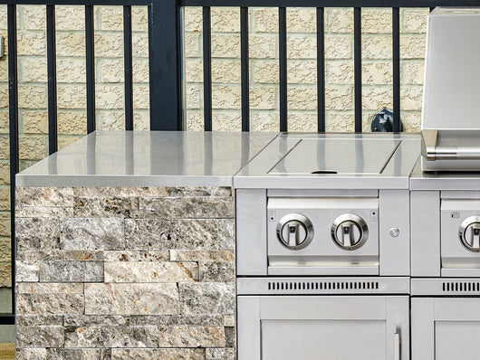 Outdoor Kitchen Signature Series 9 Piece Cabinet Set With Kamado, Platinum Grill and Grill Cabinet