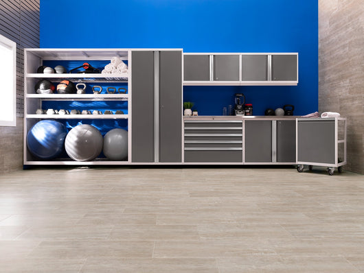 Pro Series 6 Piece Cabinet Set with Base, Wall Cabinet, Locker and Utility Cart