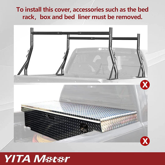 YITAMOTOR® Soft Tri-fold 2020-2024 Jeep Gladiator, Fleetside 5 ft Bed Truck Bed Tonneau Cover