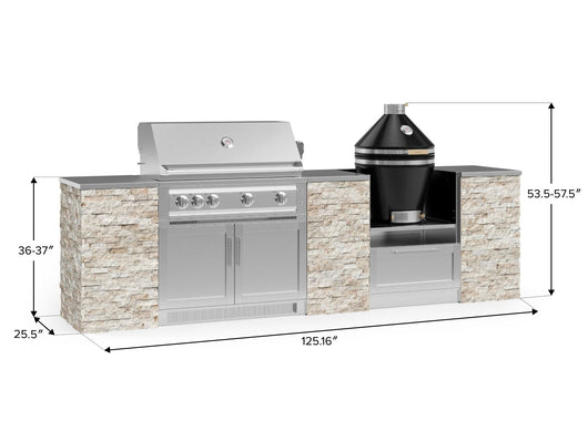 Outdoor Kitchen Signature Series 9 Piece Cabinet Set With Kamado, Platinum Grill and Grill Cabinet