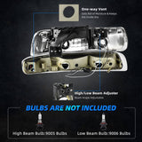 YITAMOTOR® 1999-2002 Chevy Silverado LED DRL Headlights Bumper Lamps Black Housing