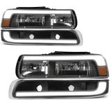 YITAMOTOR® 1999-2002 Chevy Silverado LED DRL Headlights Bumper Lamps Black Housing