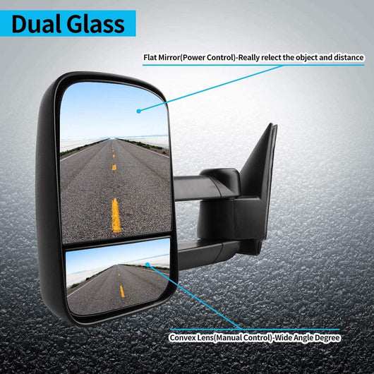YITAMOTOR® Towing Mirrors For 99-07 Chevy Silverado GMC 1500-3500(07 Classic Models ONLY),00-06 Suburban Tahoe Yukon