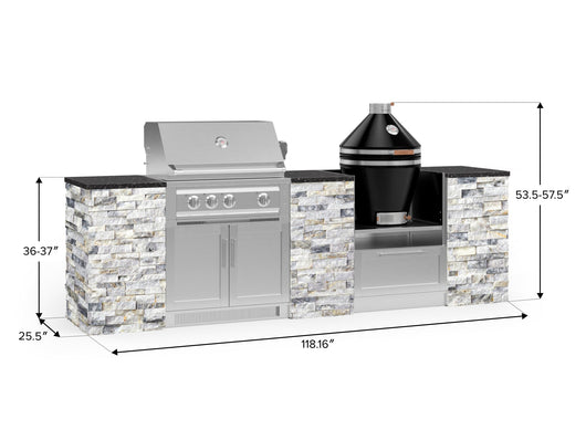 Outdoor Kitchen Signature Series 9 Piece Cabinet Set With Kamado, Platinum Grill and Grill Cabinet