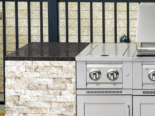 Outdoor Kitchen Signature Series 9 Piece Cabinet Set With Kamado, Platinum Grill and Grill Cabinet