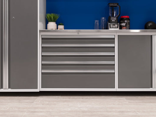 Pro Series 6 Piece Cabinet Set with Base, Wall Cabinet, Locker and Utility Cart
