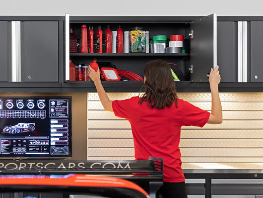 Pro Series 6 Piece Cabinet Set with Base, Wall Cabinet, Locker and Utility Cart