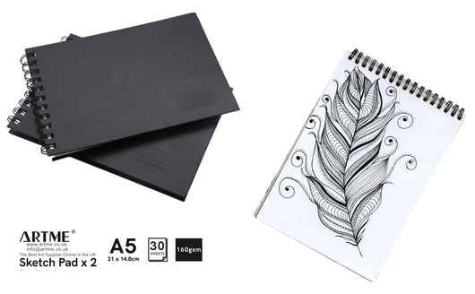 Artme A5 Sketch Pad, 30 Sheets 160gsm, Spiral Bound, Sketchbook - 2pk