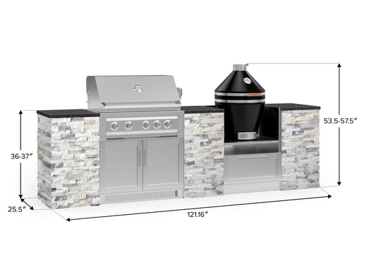 Outdoor Kitchen Signature Series 9 Piece Cabinet Set With Kamado, Platinum Grill and Grill Cabinet