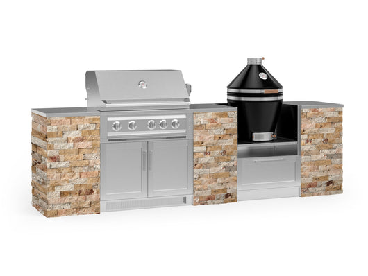 Outdoor Kitchen Signature Series 9 Piece Cabinet Set With Kamado, Platinum Grill and Grill Cabinet