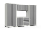Pro Series 7 Piece Cabinet Set with Base, Wall, Tool Drawer Cabinet, Lockers and 56 in. Worktop