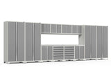 Pro Series 14 Piece Cabinet Set with Lockers, Base, Wall, Tool Drawer Cabinets and 56 in. Worktop