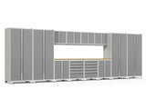 Pro Series 14 Piece Cabinet Set with Lockers, Base, Wall, Tool Drawer Cabinets and 56 in. Worktop