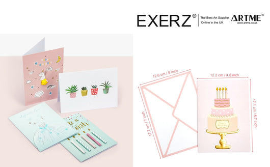 ARTME 12 Assorted Greeting Cards Multipack All Occasions - Handmade - Birthday, Thank You, Mother’s Day, Blank