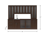 Home Wet Bar 13 Piece Cabinet Set with Wall, Wide Display, Sink Cabinet, Sink, Faucet and Melamine Countertop - 21 in.