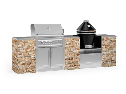 Outdoor Kitchen Signature Series 9 Piece Cabinet Set With Kamado, Platinum Grill and Grill Cabinet