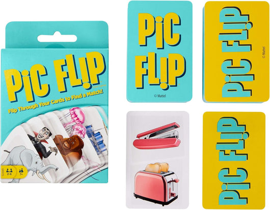 The Pic Flip Card Game by Mattel Games is the perfect game for a quick burst of fun for ages 7 and up