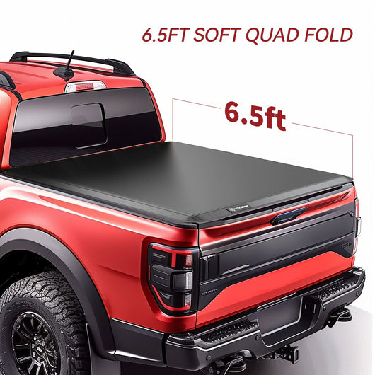 YITAMOTOR® Soft Quad Fold 2004-2015 Nissan Titan Truck Bed Tonneau Cover , Fleetside 6.5 ft Bed w/o Titan Box