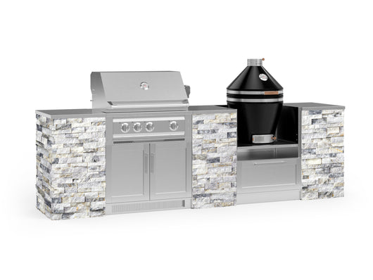 Outdoor Kitchen Signature Series 9 Piece Cabinet Set With Kamado, Platinum Grill and Grill Cabinet