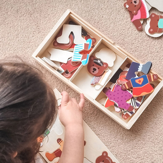 Wooden Puzzle Game - Bears Dress Up Set