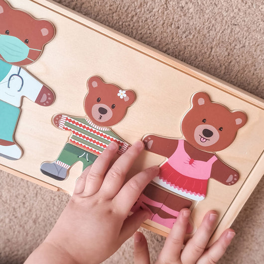 Wooden Puzzle Game - Bears Dress Up Set