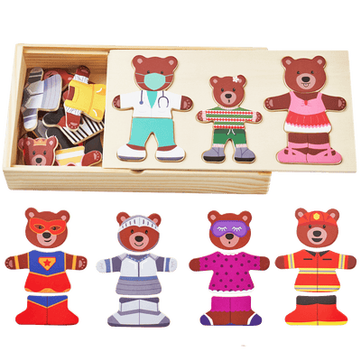 Wooden Puzzle Game - Bears Dress Up Set
