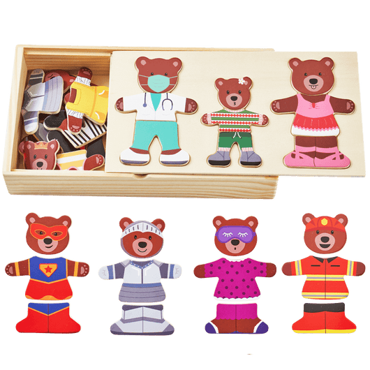 Wooden Puzzle Game - Bears Dress Up Set