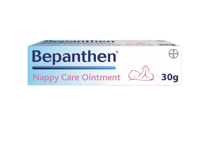 Bepanthen nappy care ointment tube on a white background