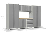 Pro Series 7 Piece Cabinet Set with Base, Wall, Tool Drawer Cabinet, Lockers and 56 in. Worktop