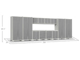 Pro Series 14 Piece Cabinet Set with Lockers, Base, Wall, Tool Drawer Cabinets and 56 in. Worktop