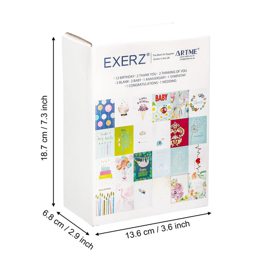 ARTME 24 Assorted Greeting Cards Multipack - Birthday, Thank You, Thinking Of You, New Baby, Anniversary, Sympathy, Congratulations, Wedding, Blank