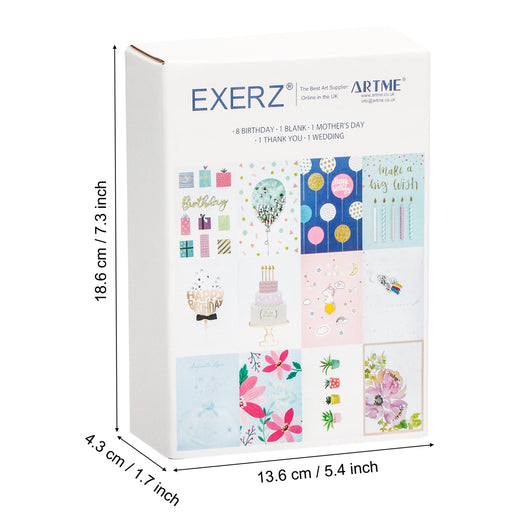 ARTME 12 Assorted Greeting Cards Multipack All Occasions - Handmade - Birthday, Thank You, Mother’s Day, Blank