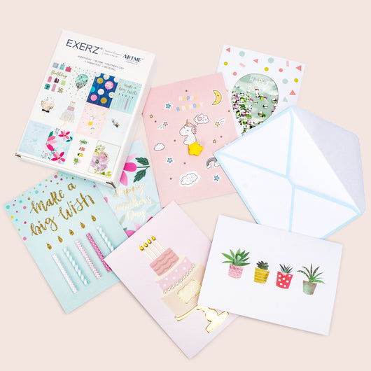 ARTME 12 Assorted Greeting Cards Multipack All Occasions - Handmade - Birthday, Thank You, Mother’s Day, Blank