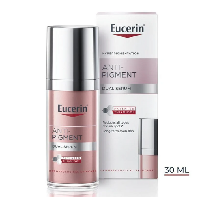 Eucerin Anti-Pigment Dual Serum with packaging on a white background