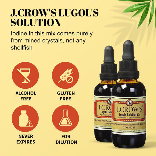 J.Crow’s Lugol’s Solution of Iodine 2oz | High Purity Iodine Drops