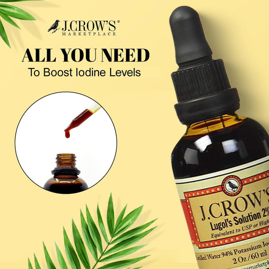 J.Crow’s Lugol’s Solution of Iodine 2oz | High Purity Iodine Drops