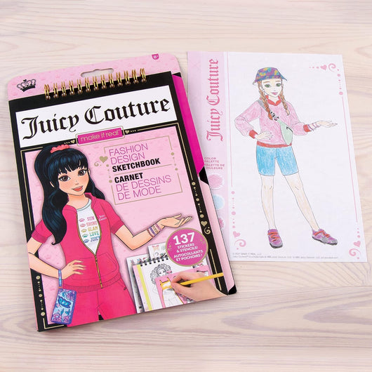 Juicy Couture Creative Fashion Sketchbook by Make It Real - Includes Stencils & Stickers - Art and Design Kit for Girls