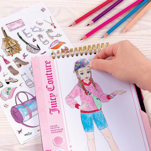 Juicy Couture Creative Fashion Sketchbook by Make It Real - Includes Stencils & Stickers - Art and Design Kit for Girls