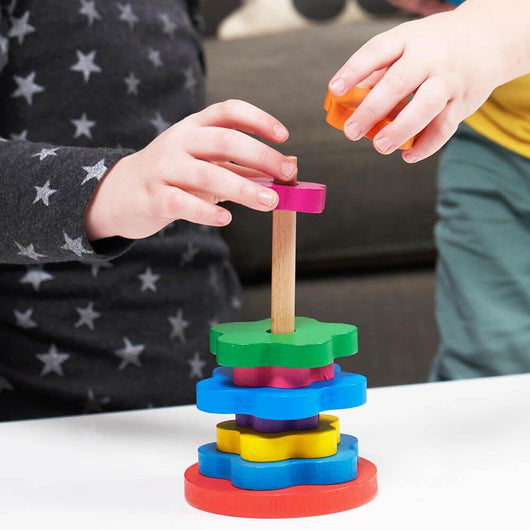 Stacking Rings Toy - Wooden Rainbow Toy