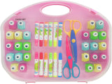 EXERZ Paper Punch Set 40pcs in a Storage Box Including Punches, Craft Scissors, Color Pens -Pink