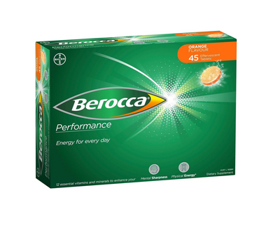 Berocca Orange Effervescent Tablets 45-Count – Daily Vitamin & Mineral Supplement Drink