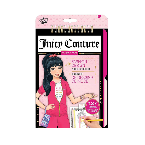 Juicy Couture Creative Fashion Sketchbook by Make It Real - Includes Stencils & Stickers - Art and Design Kit for Girls