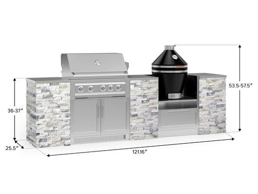 Outdoor Kitchen Signature Series 9 Piece Cabinet Set With Kamado, Platinum Grill and Grill Cabinet