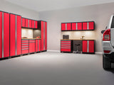Pro Series 14 Piece Cabinet Set with Lockers, Base, Wall, Tool Drawer Cabinets and 56 in. Worktop