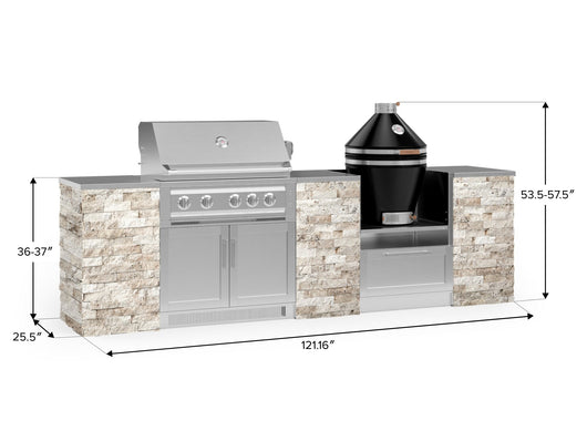 Outdoor Kitchen Signature Series 9 Piece Cabinet Set With Kamado, Platinum Grill and Grill Cabinet