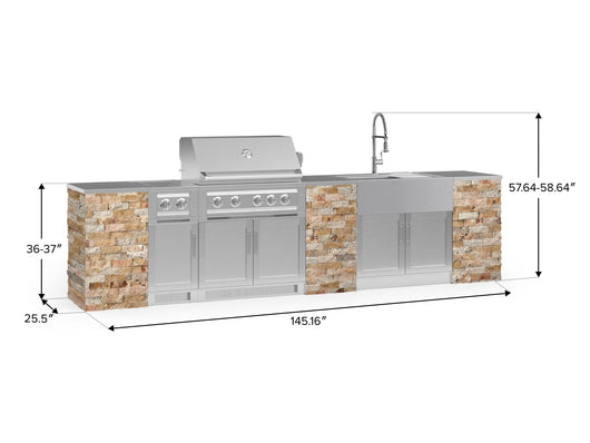 Outdoor Kitchen Signature Series 11 Piece Cabinet Set with Dual Side Burner, Sink, Platinum Grill and Grill Cabinet