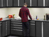 Pro Series 7 Piece Cabinet Set with Base, Wall, Tool Drawer Cabinet, Lockers and 56 in. Worktop
