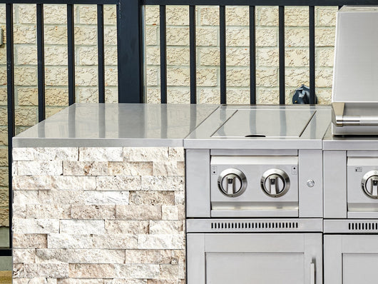 Outdoor Kitchen Signature Series 9 Piece Cabinet Set With Kamado, Platinum Grill and Grill Cabinet