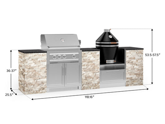 Outdoor Kitchen Signature Series 9 Piece Cabinet Set With Kamado, Platinum Grill and Grill Cabinet